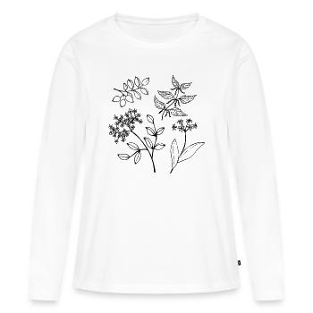 Forêt Vert Herbes sauvages Plantes forestières Plantes sauvages - T-shirt manches longues Premium bio Femme - blanc - Devant - Julia (174cm)