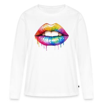 Rainbow Mouth-LGBT Pride - Women's Premium Organic Long Sleeve Shirt - white - Front - Julia (174cm)