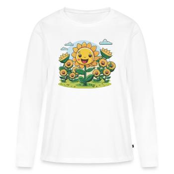Champs ensoleillés - T-shirt manches longues Premium bio Femme - blanc - Devant - Julia (174cm)