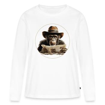 Singe sérieux #4 - T-shirt manches longues Premium bio Femme - blanc - Devant - Julia (174cm)