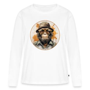 Singe sérieux #6 - T-shirt manches longues Premium bio Femme - blanc - Devant - Julia (174cm)
