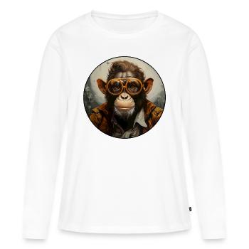 Singe sérieux #11 - T-shirt manches longues Premium bio Femme - blanc - Devant - Julia (174cm)