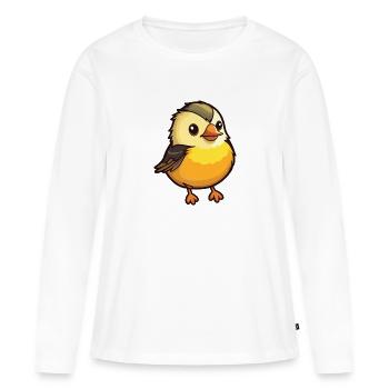 Tit Bird Cartoon Kawaii Aquarelle Illustration - T-shirt manches longues Premium bio Femme - blanc - Devant - Julia (174cm)