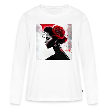 "Que votre Espoir ne s'éteigne jamais" Citation - T-shirt manches longues Premium bio Femme - blanc - Devant - Julia (174cm)