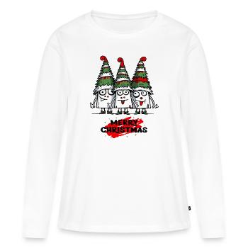 Lustige Verrückte Weihnachtsbäume Weihnachten - Frauen Premium Bio Langarmshirt - Weiß - Vorne - Julia (174cm)