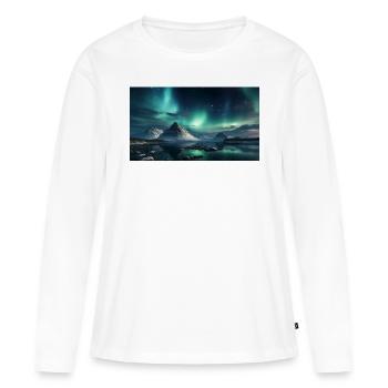 Polarnacht mit Nordlichtern im Winter Panorama - Frauen Premium Bio Langarmshirt - Weiß - Vorne - Julia (174cm)