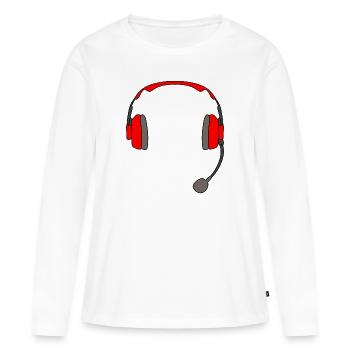 Headset Gaming Kopfhörer - Frauen Premium Bio Langarmshirt - Weiß - Vorne - Julia (174cm)