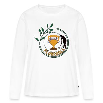 Floorball Siegerin Floorballerin Hockey Spielerin - Frauen Premium Bio Langarmshirt - Weiß - Vorne - Julia (174cm)