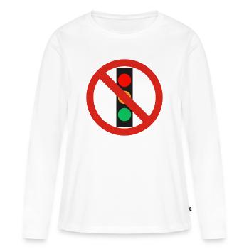 Panneau d’interdiction gouvernementale de feu tricolore - T-shirt manches longues Premium bio Femme - blanc - Devant - Julia (174cm)