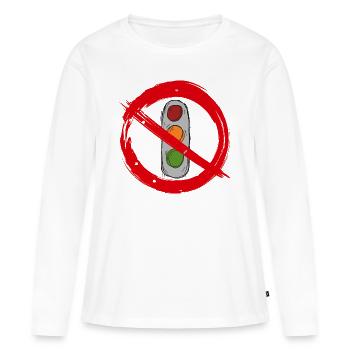 Panneau d’interdiction gouvernementale de feu tricolore - T-shirt manches longues Premium bio Femme - blanc - Devant - Julia (174cm)