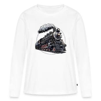 Graphismes de locomotives à vapeur - T-shirt manches longues Premium bio Femme - blanc - Devant - Julia (174cm)