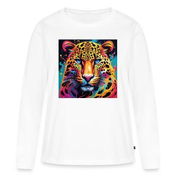 leopard close up - bright and fantastic colors - Women's Premium Organic Long Sleeve Shirt - white - Front - Julia (174cm)