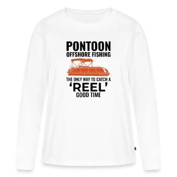 Pontonboot Motorboot Hochseefischen Lustig - Frauen Premium Bio Langarmshirt - Weiß - Vorne - Julia (174cm)