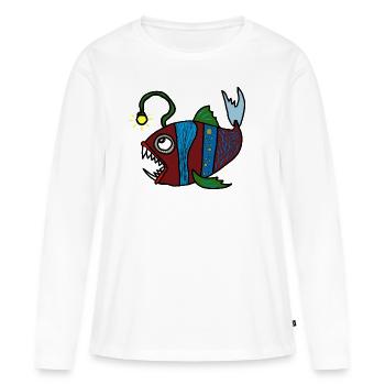 Anglerfisch - Frauen Premium Bio Langarmshirt - Weiß - Vorne - Julia (174cm)