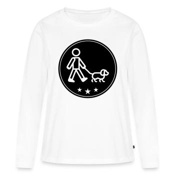 Chien promenant le chien - T-shirt manches longues Premium bio Femme - blanc - Devant - Julia (174cm)