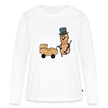 Papa Cacahuète Parents Parent Bébé Papa - T-shirt manches longues Premium bio Femme - blanc - Devant - Julia (174cm)