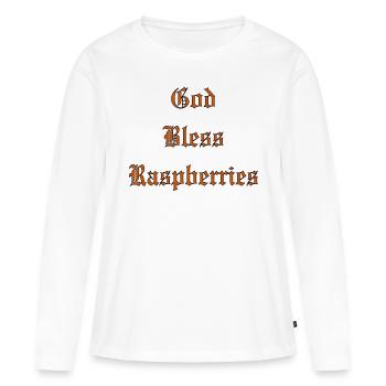 Bénédiction divineFramboises - T-shirt manches longues Premium bio Femme - blanc - Devant - Julia (174cm)