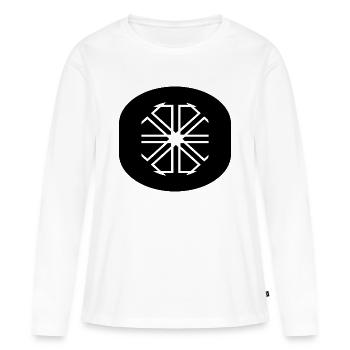 Décor circulaire - T-shirt manches longues Premium bio Femme - blanc - Devant - Julia (174cm)
