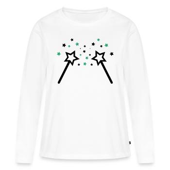 Baguette 002 - T-shirt manches longues Premium bio Femme - blanc - Devant - Julia (174cm)