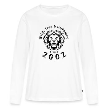 Sauvage, libre et indompté depuis 2002 - T-shirt manches longues Premium bio Femme - blanc - Devant - Julia (174cm)