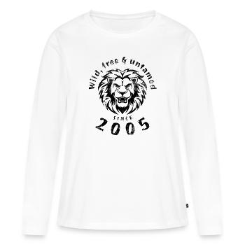 Sauvage, libre et indompté depuis 2005 - T-shirt manches longues Premium bio Femme - blanc - Devant - Julia (174cm)