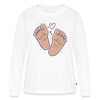 Mignons Pieds de Bébé Pieds de Bébé - T-shirt manches longues Premium bio Femme - blanc - Devant - Julia (174cm)