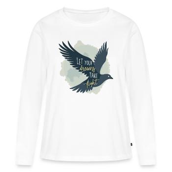 Laissez vos rêves prendre leur envol Oiseau mouette - T-shirt manches longues Premium bio Femme - blanc - Devant - Julia (174cm)