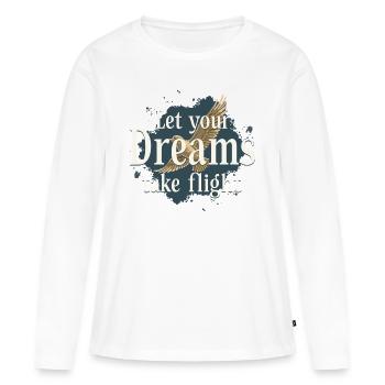 Laissez vos rêves prendre leur envol Oiseau mouette - T-shirt manches longues Premium bio Femme - blanc - Devant - Julia (174cm)