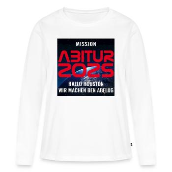 MISSION ABITUR 2026 - HALLO HOUSTON MACHEN ABFLUG - Frauen Premium Bio Langarmshirt - Weiß - Vorne - Julia (174cm)