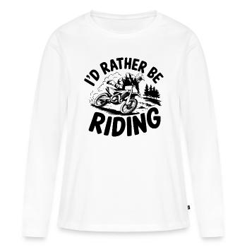 JE PRÉFÈRE ROULER - T-shirt manches longues Premium bio Femme - blanc - Devant - Julia (174cm)