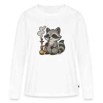 Cadeau de raton laveur de pipe à eau - T-shirt manches longues Premium bio Femme - blanc - Devant - Julia (174cm)