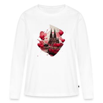 Cathédrale de Cologne,Cathédrale,Cologne,Coeurs,Peinture - T-shirt manches longues Premium bio Femme - blanc - Devant - Julia (174cm)