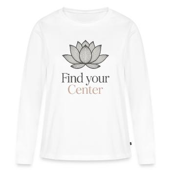 Find Your Center Lotus Blume - Frauen Premium Bio Langarmshirt - Weiß - Vorne - Julia (174cm)