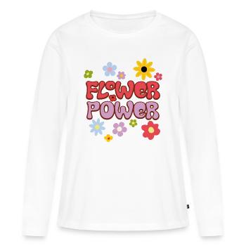 Flower Power - Frauen Premium Bio Langarmshirt - Weiß - Vorne - Julia (174cm)
