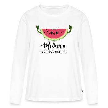 Melonen Schmugglerin Babybauch schwanger Geschenk - Frauen Premium Bio Langarmshirt - Weiß - Vorne - Julia (174cm)