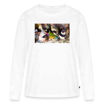 Finches Mix - Women's Premium Organic Long Sleeve Shirt - white - Front - Julia (174cm)