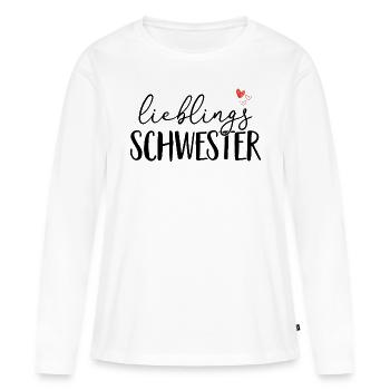 Lieblings Schwester - Geschenk Geschwister Liebe - Frauen Premium Bio Langarmshirt - Weiß - Vorne - Julia (174cm)