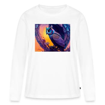 Eule - Frauen Premium Bio Langarmshirt - Weiß - Vorne - Julia (174cm)