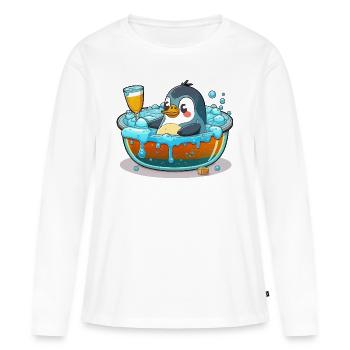 Journée Spa pour les Pingouins - T-shirt manches longues Premium bio Femme - blanc - Devant - Julia (174cm)