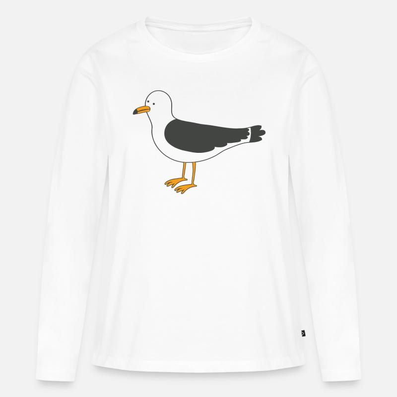 Möwe - Frauen Premium Bio Langarmshirt - Weiß