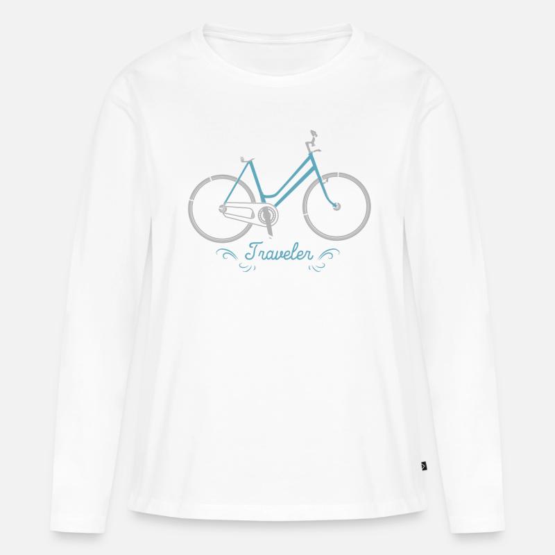 Fahrrad - Frauen Premium Bio Langarmshirt - Weiß