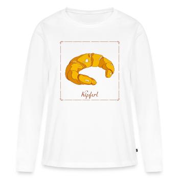 Croissants pour le petit-déjeuner croustillants, élégants et sucrés - T-shirt manches longues Premium bio Femme - blanc - Devant - Julia (174cm)