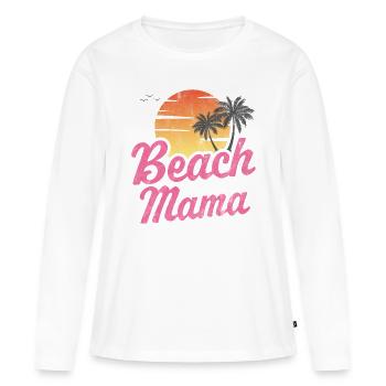 Maman de la plage - T-shirt manches longues Premium bio Femme - blanc - Devant - Julia (174cm)