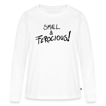 Klein und wild! - Frauen Premium Bio Langarmshirt - Weiß - Vorne - Julia (174cm)