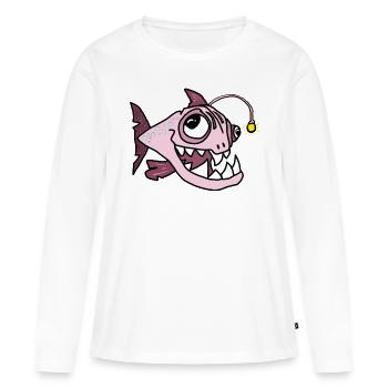 Anglerfisch - Frauen Premium Bio Langarmshirt - Weiß - Vorne - Julia (174cm)