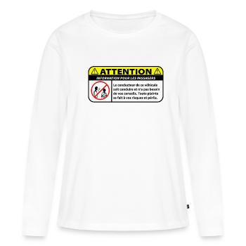 information pour les passagers - T-shirt manches longues Premium bio Femme - blanc - Devant - Julia (174cm)
