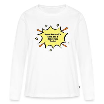 Berlin Pas de cheveux sur une tête, un peigne - T-shirt manches longues Premium bio Femme - blanc - Devant - Julia (174cm)
