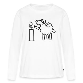 singendes Schaf mit Kerze Weihnachten - Frauen Premium Bio Langarmshirt - Weiß - Vorne - Julia (174cm)