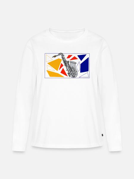 Silber Saxophon Pop Art - Frauen Premium Bio Langarmshirt - Weiß