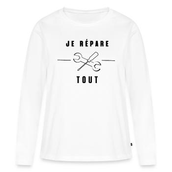 Je répare tout - T-shirt manches longues Premium bio Femme - blanc - Devant - Julia (174cm)